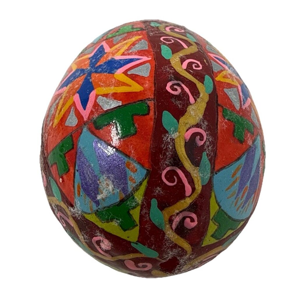 Ukrainian Pysanky Blown Easter Eggs Kistka Hand Dyed Painted Folk Art Lot of 7 - Picture 6 of 16
